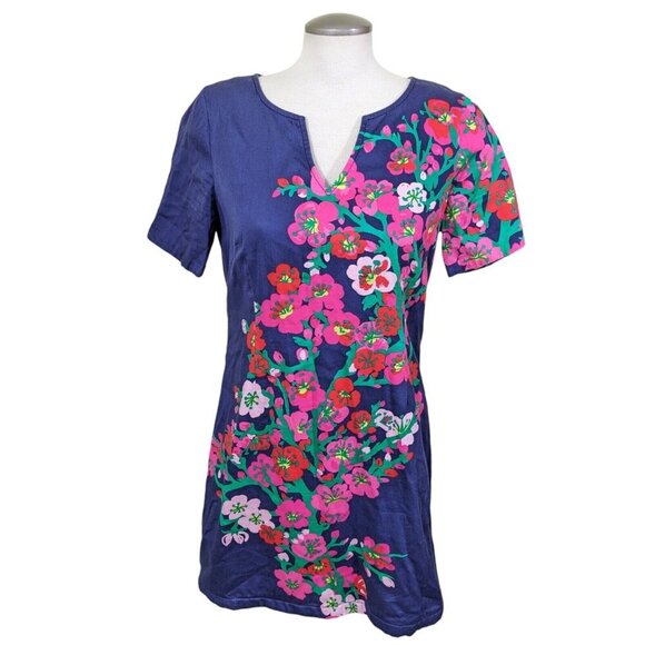 Lilly Pulitzer Womens Shailene Shift Dress Size Preppy Navy Blue Floral - Picture 1 of 8
